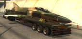 Flatbed trailer with dismantled F-4E Phantom