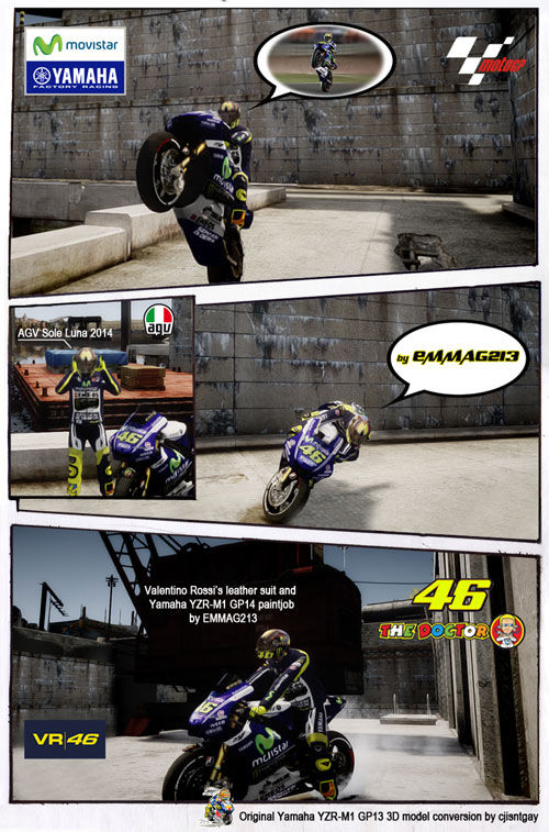 Valentino Rossi's Yamaha M1 2014 Paintjob & Leather Suit