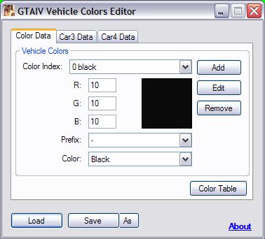 GTA IV Vehicle Colors Editor v1.2