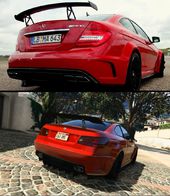 Schwarzer to C63 AMG Black Series Spoiler and Engine Sound 