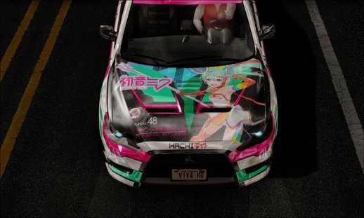 Mitsubishi Lancer Evo X w/ Racing Miku 2016 Itasha