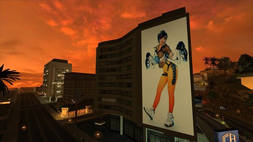 Tracer Overwatch Billboard At Rodeo, Los Santos