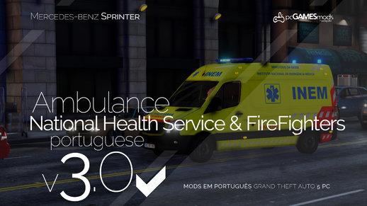 Portuguese Firefighters, INEM, PEM'S, Red Cross Ambulance - Mercedes Sprinter [Replace] v3.0