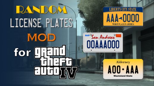 Random License Plates Mod for Grand Theft Auto IV