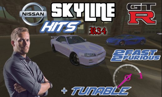 Nissan Skyline GTR R34 [F&F 2 + Tunable] for Mobile