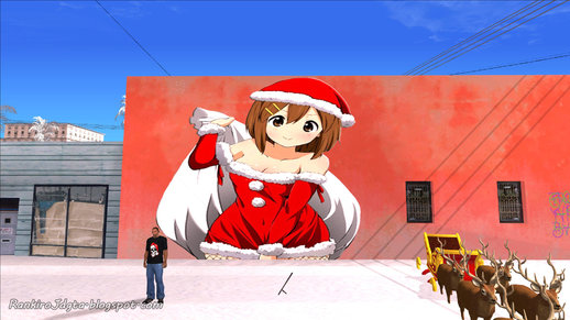 Mural de Yui Hirasawa de Navidad