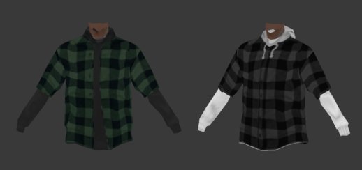 Short Sleeve Flannel/Plaid Shirt w Hoodie