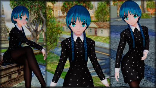 Hatsune Miku Wednesday Addams Cosplay