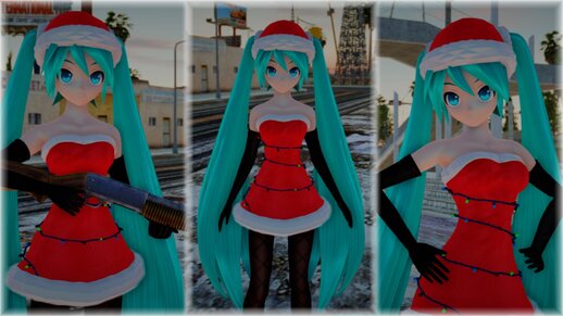 PDFT Hatsune Miku Santa + Animated Face