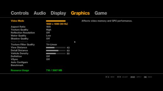 Grand Theft Auto IV Graphics Settings