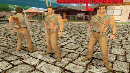 Ash de Evil Dead 3 The Game CON EXPRESIONES FACIALES EN BOCA Y CEJAS